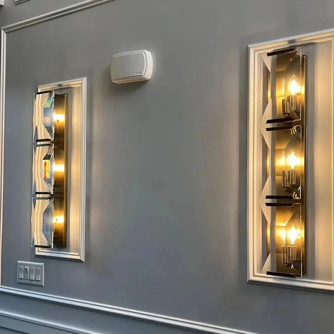 Harlew Crystal Triple Wall Lamp - GILDLAMPS