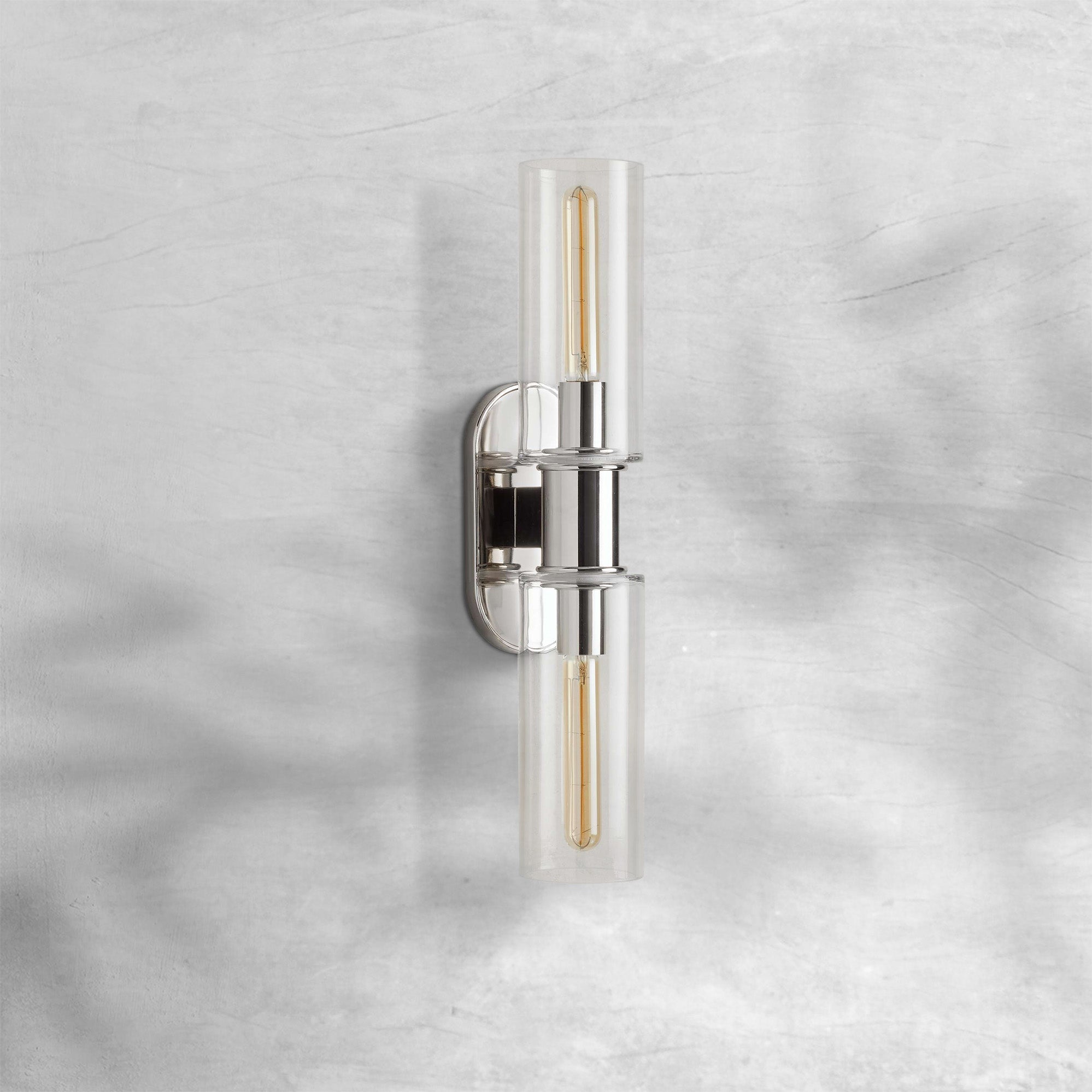 Harlin Clear Glass 2-Light Wall Sconce - GILDLAMPS