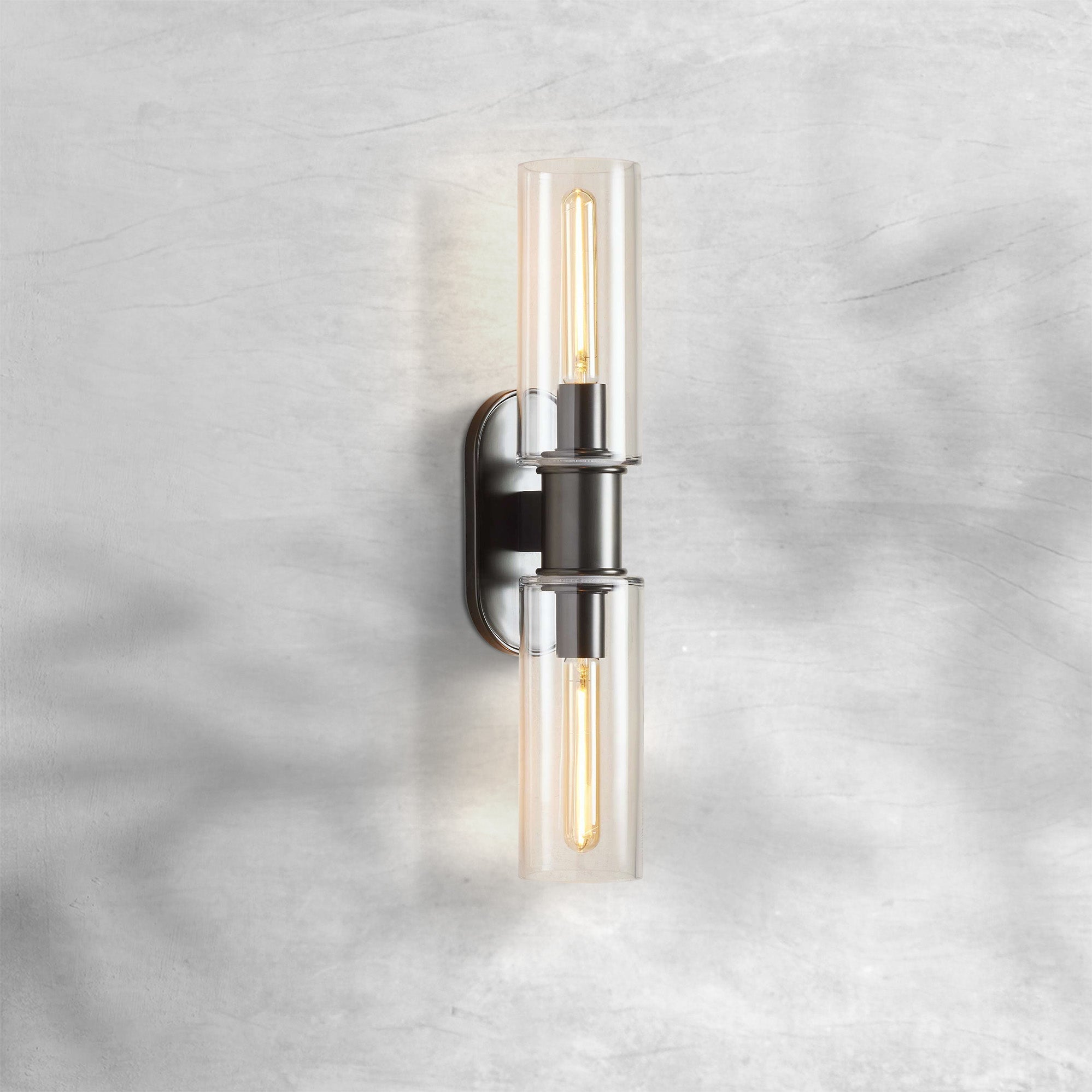Harlin Clear Glass 2-Light Wall Sconce - GILDLAMPS