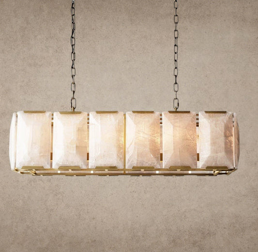 Harlow Calcite Rectangular Chandelier 42 inch, 54 inch, 62 inch, 74 inch - GILDLAMPS