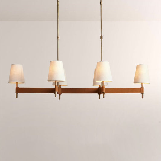 Haven Leather Brass Linear Chandelier - GILDLAMPS