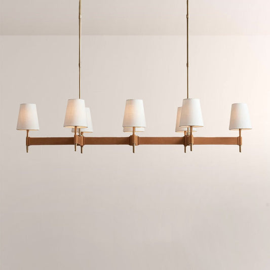 Haven Leather Brass Linear Chandelier - GILDLAMPS