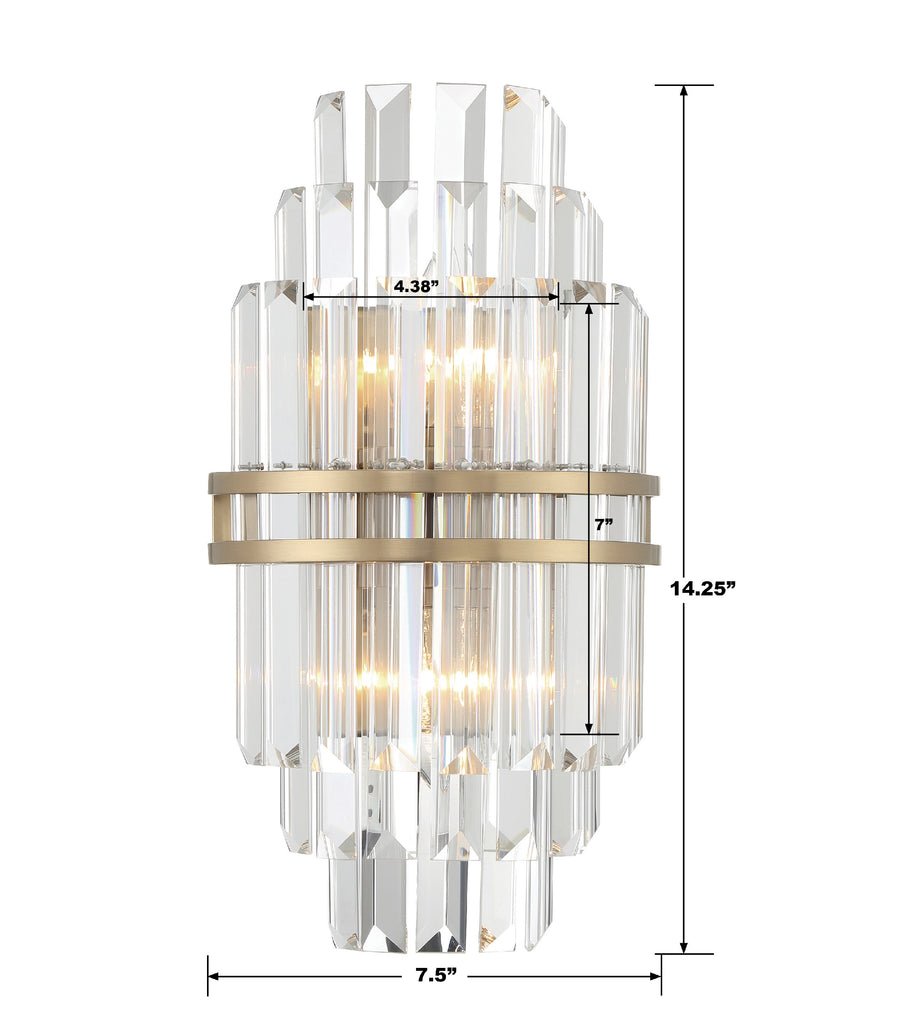 Hayes Crystal 2 Light Wall Sconce - GILDLAMPS