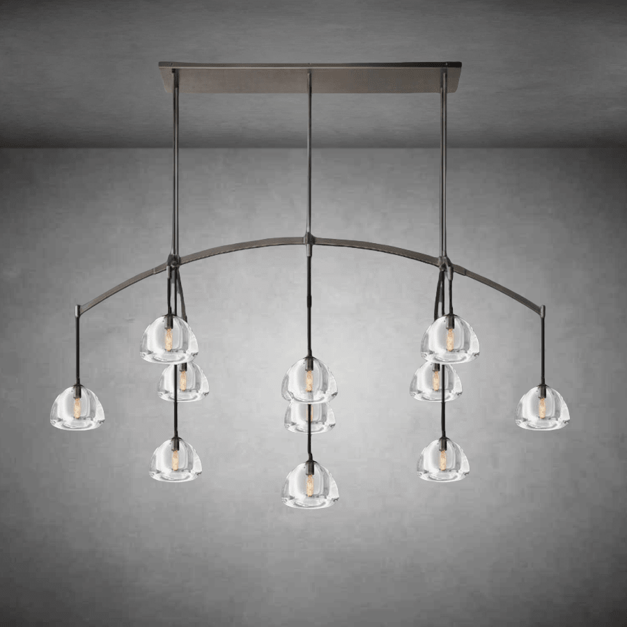 Hemispheae Modern Glass Linear Chandelier 54'' 72'' - GILDLAMPS