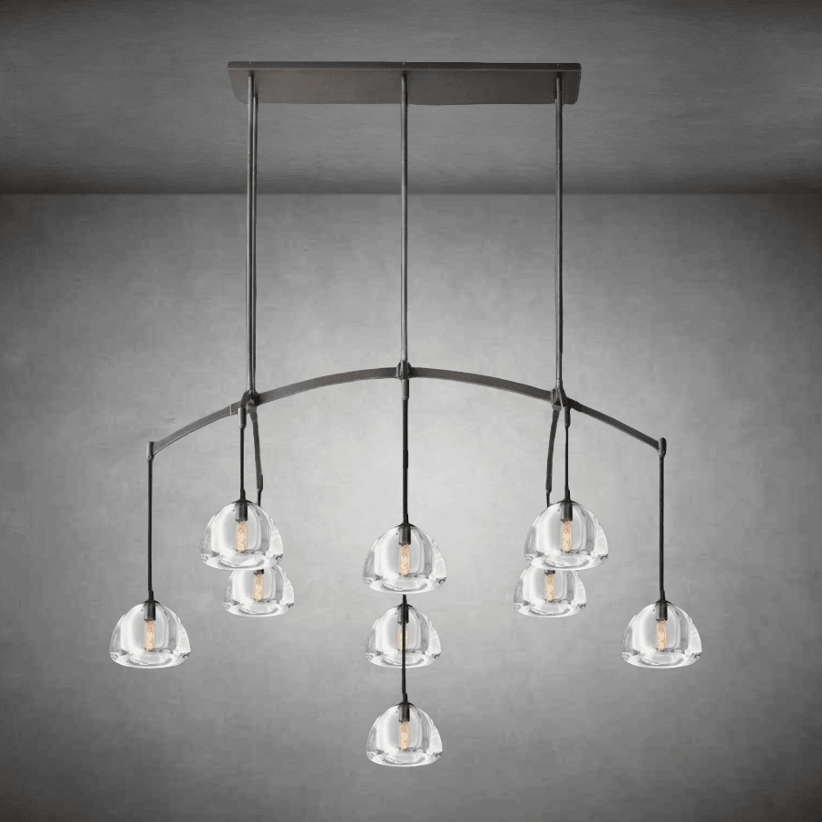 Hemispheae Modern Glass Linear Chandelier 54'' 72'' - GILDLAMPS