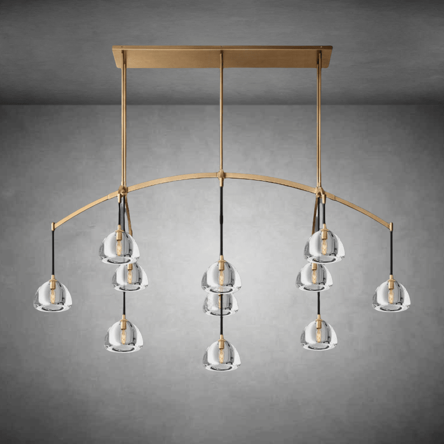 Hemispheae Modern Glass Linear Chandelier 54'' 72'' - GILDLAMPS