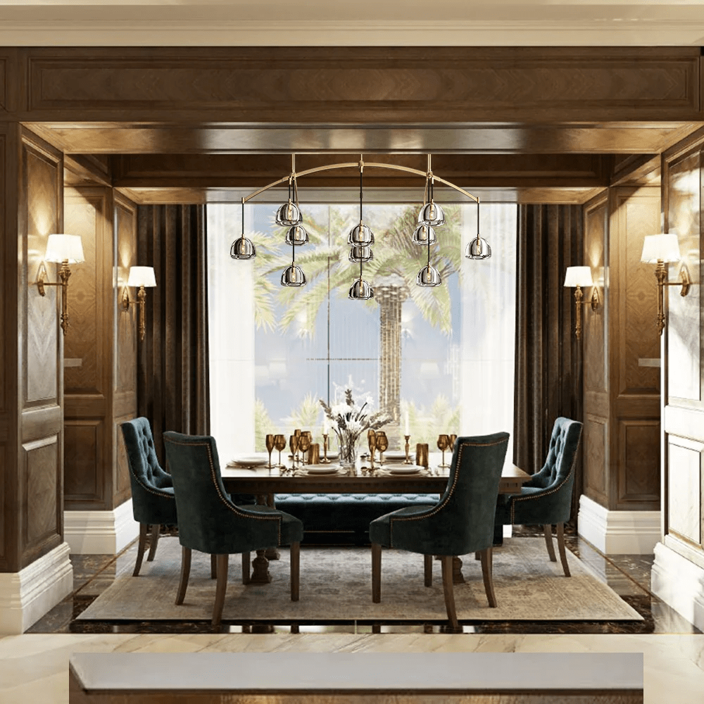 Hemispheae Modern Glass Linear Chandelier 54'' 72'' - GILDLAMPS