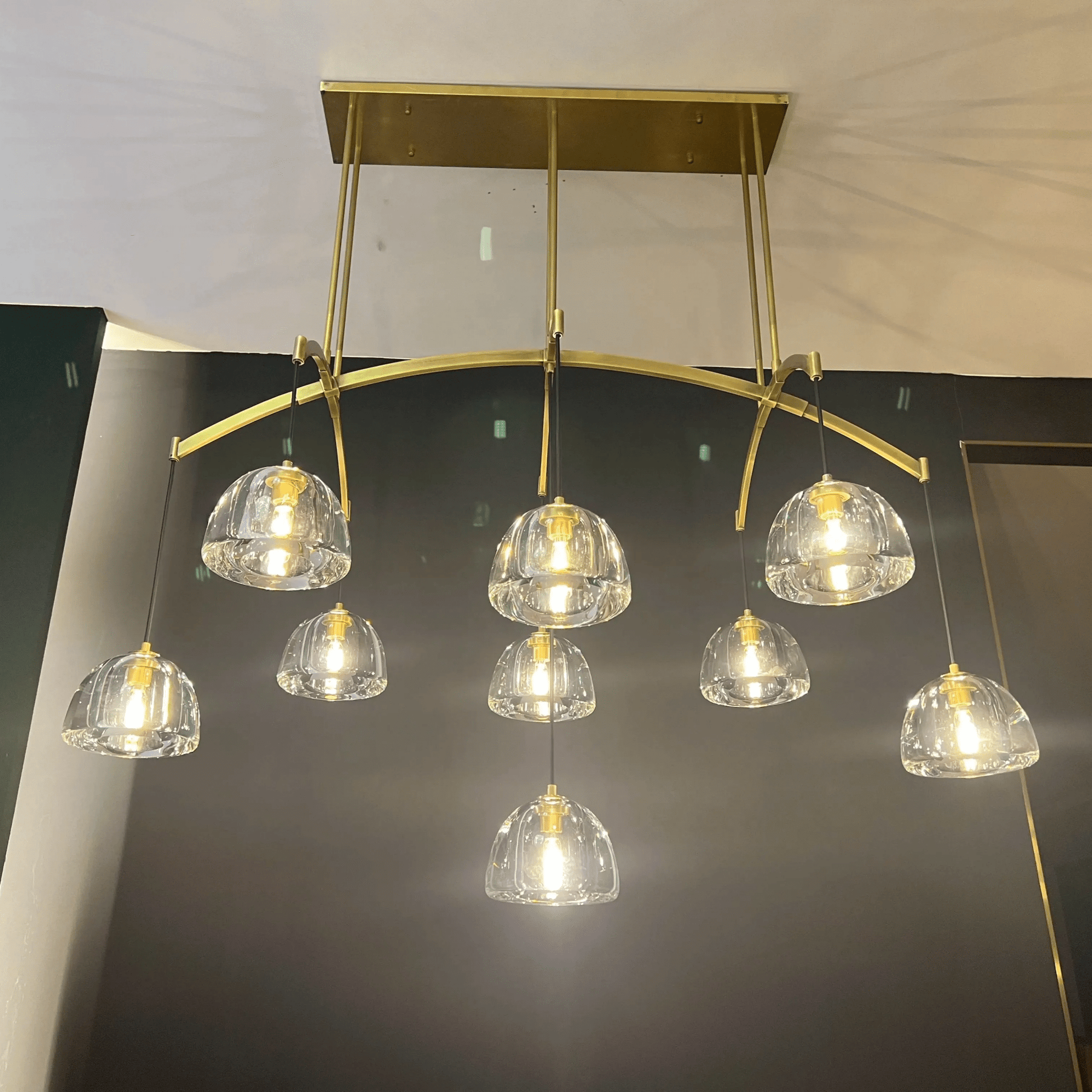 Hemispheae Modern Glass Linear Chandelier 54'' 72'' - GILDLAMPS
