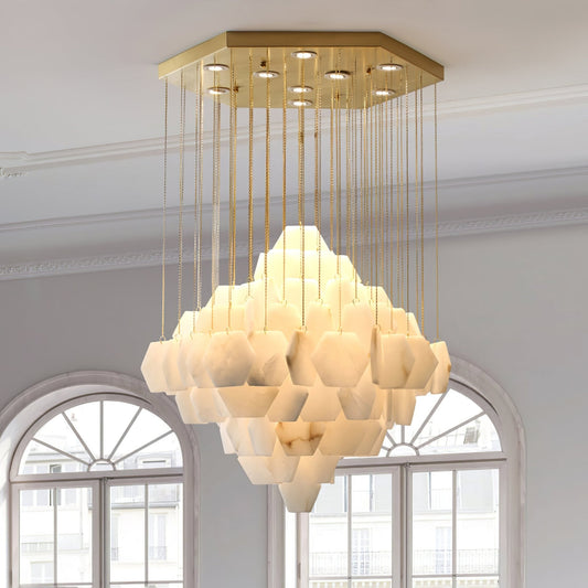 Hexa Alabaster Cascade Chandelier - GILDLAMPS