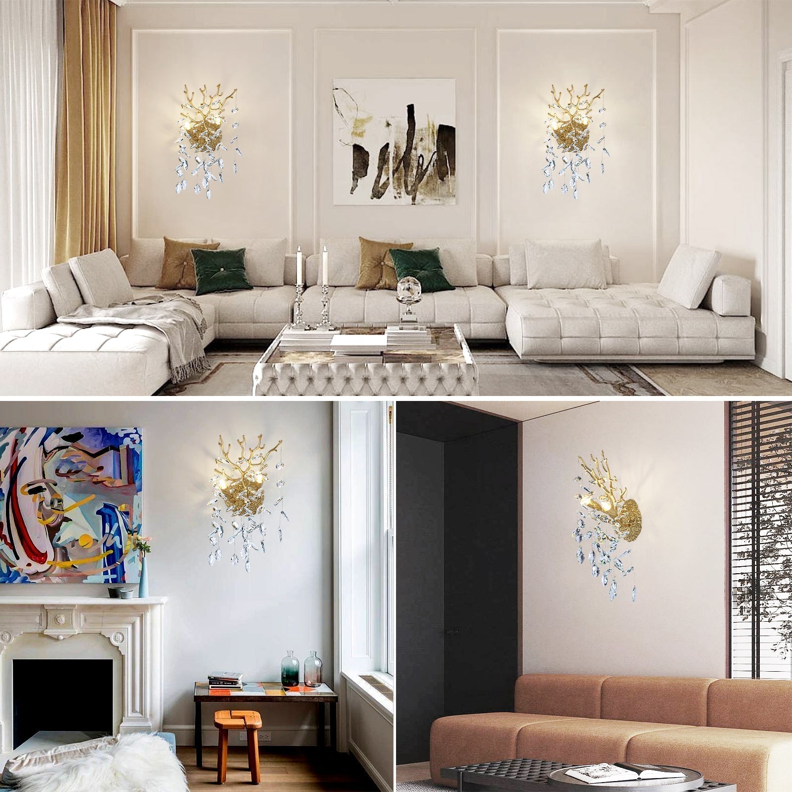 Ice Eye Crystal Gold/Silver Wall Sconce for All Rooms 10"H - GILDLAMPS