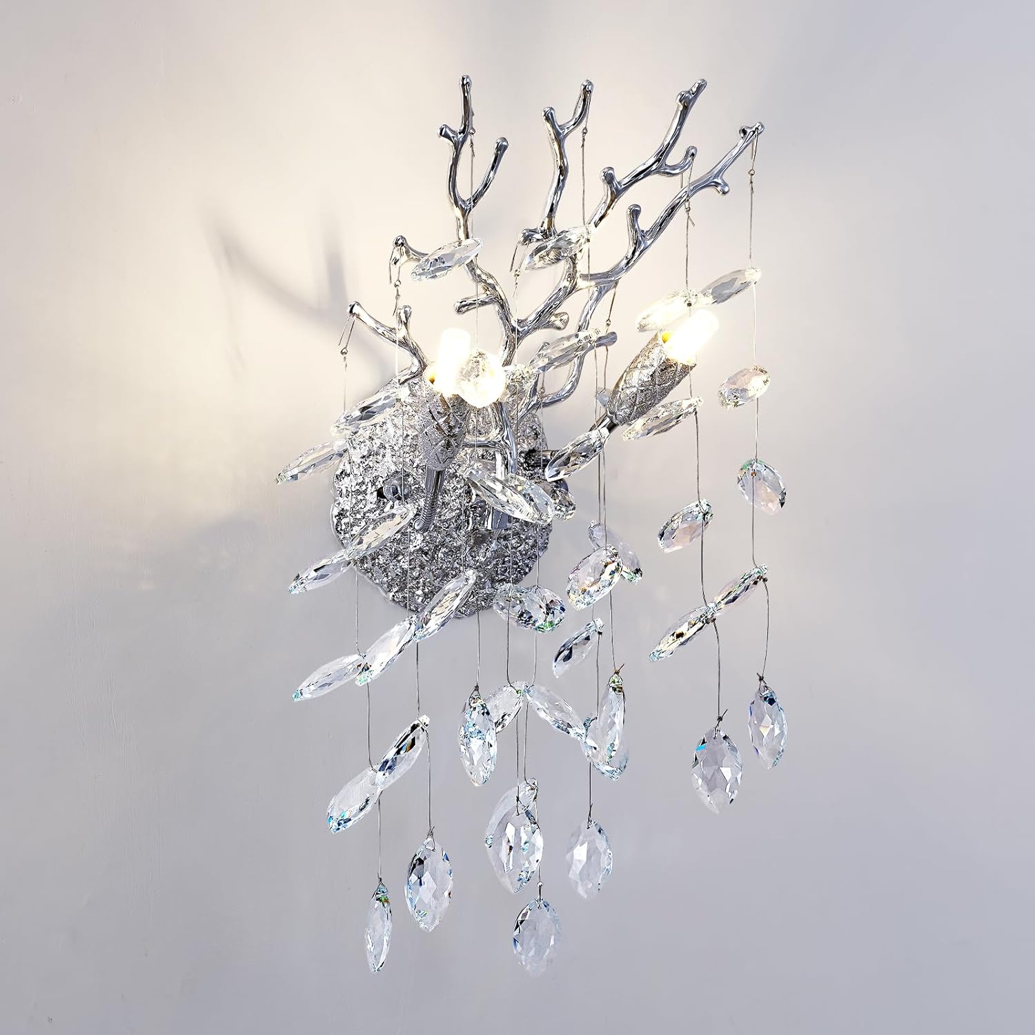 Ice Eye Crystal Gold/Silver Wall Sconce for All Rooms 10"H - GILDLAMPS