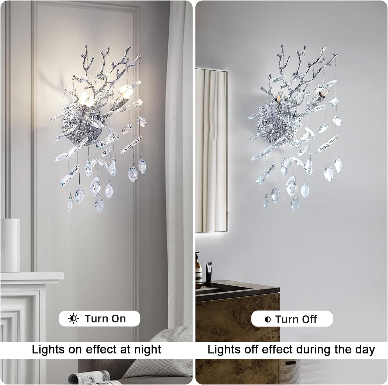 Ice Eye Crystal Gold/Silver Wall Sconce for All Rooms 10"H - GILDLAMPS