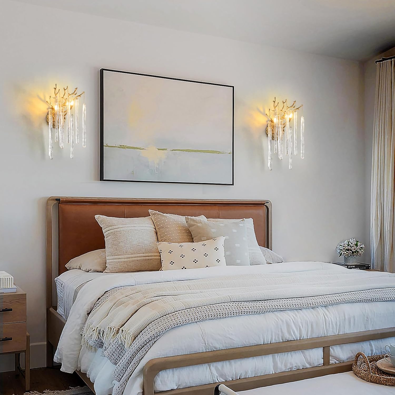Ice Strip Crystal Gold Wall Sconce for All Rooms 17.7"H - GILDLAMPS