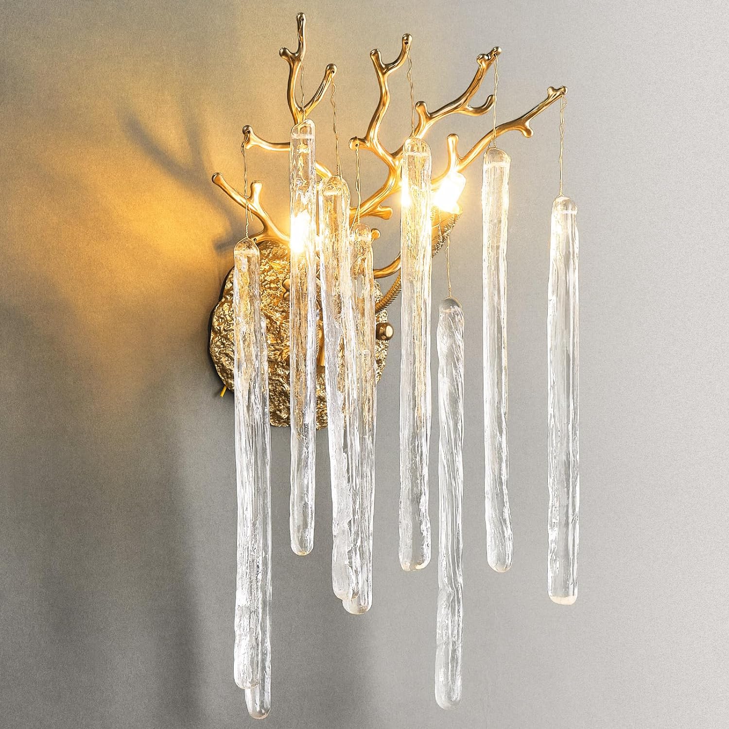 Ice Strip Crystal Gold Wall Sconce for All Rooms 17.7"H - GILDLAMPS