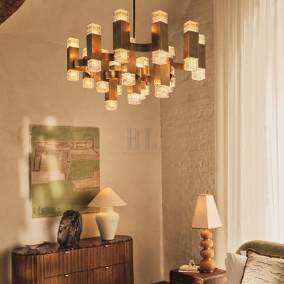Kennedy Glass Chandelier 32"W - GILDLAMPS