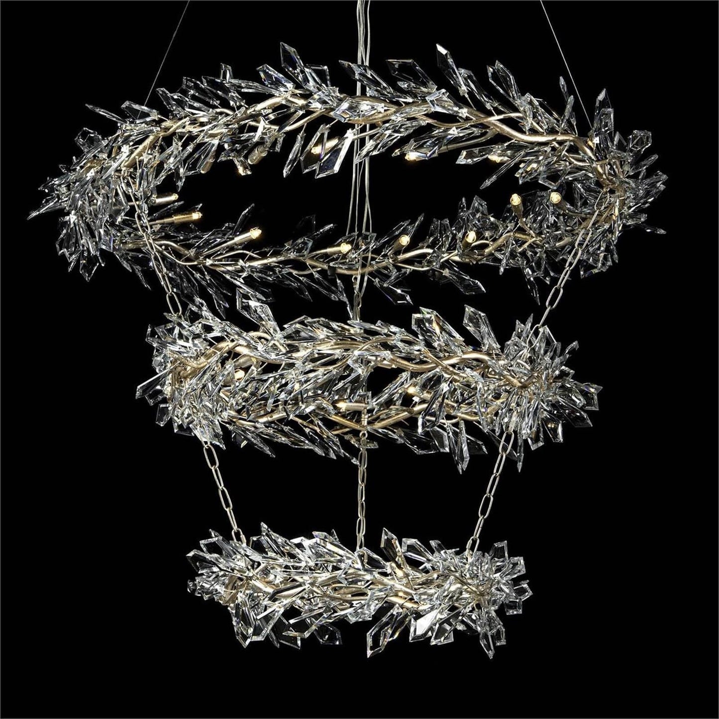 Kotta Thirty-Four-Light Three-Tier Cut-Crystal Pendant Chandelier