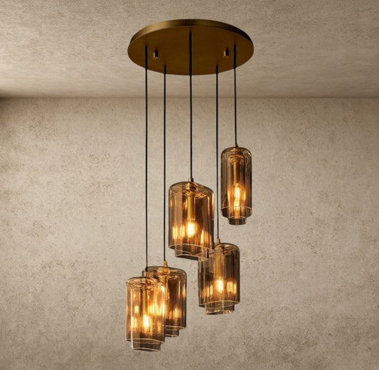 Lacour Amber Glass Cluster Chandelier - GILDLAMPS