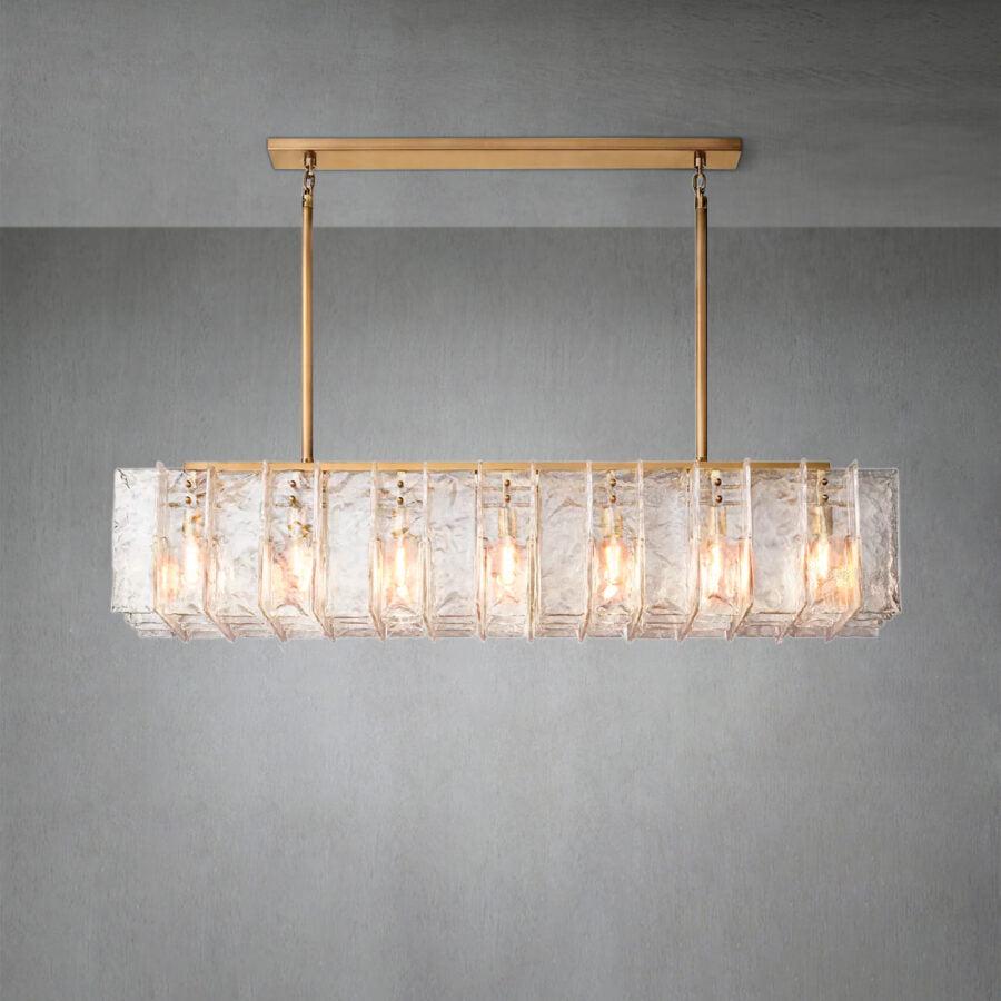 Lattace Clear Glass Rectangular Chandelier 49"67'' - GILDLAMPS