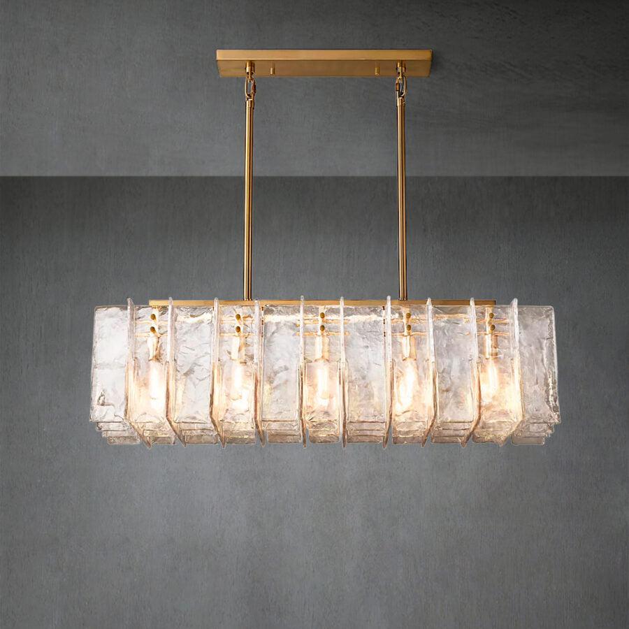 Lattace Clear Glass Rectangular Chandelier 49"67'' - GILDLAMPS