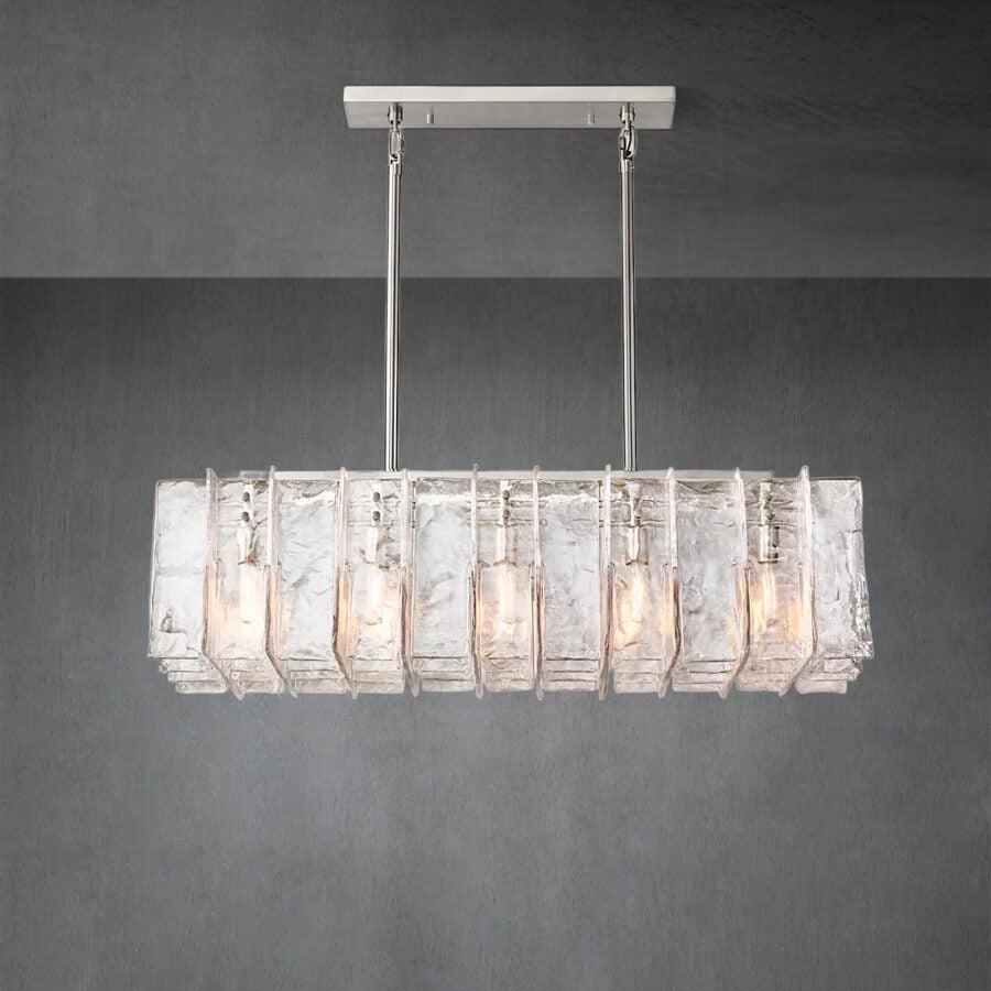 Lattace Clear Glass Rectangular Chandelier 49"67'' - GILDLAMPS