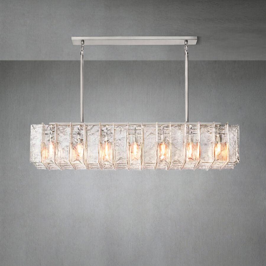 Lattace Clear Glass Rectangular Chandelier 49"67'' - GILDLAMPS