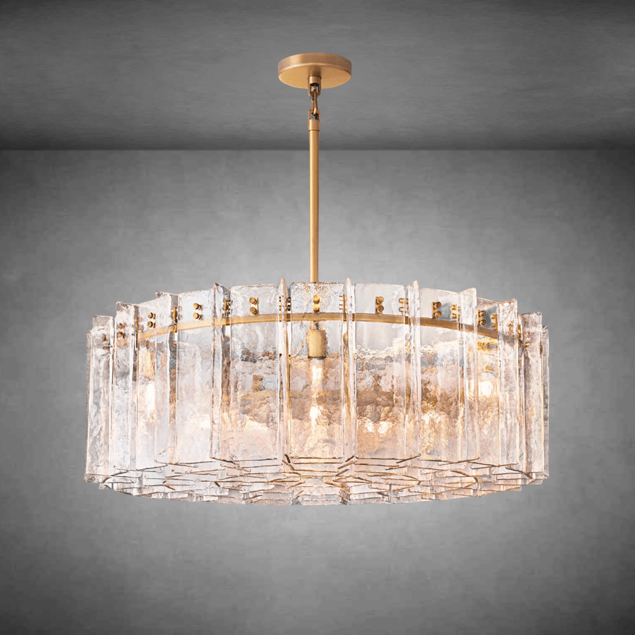 Lattace Clear Glass Round Chandelier 36''48" - GILDLAMPS