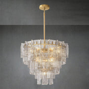Lattace Clear Glass Tiered Round Chandelier 36" - GILDLAMPS