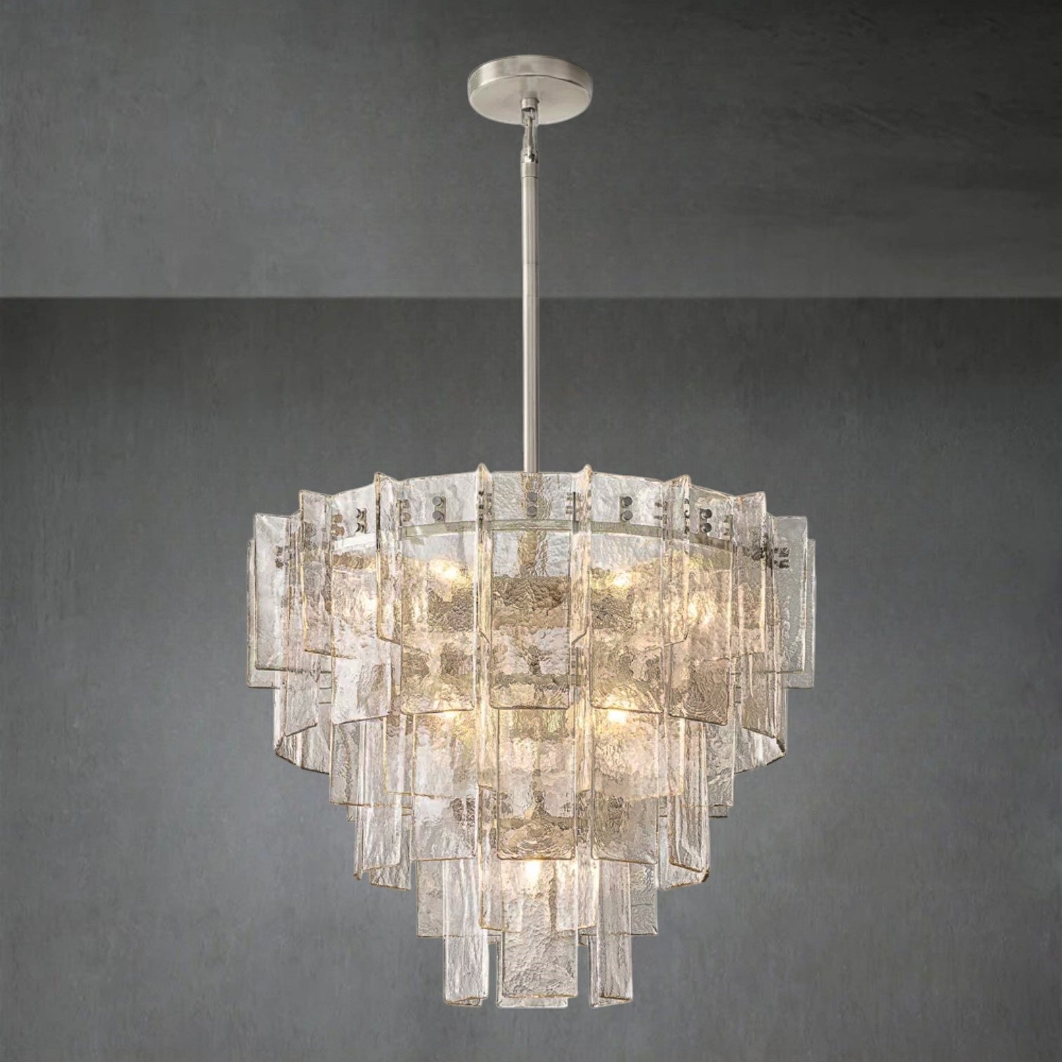 Lattace Clear Glass Tiered Round Chandelier 36" - GILDLAMPS