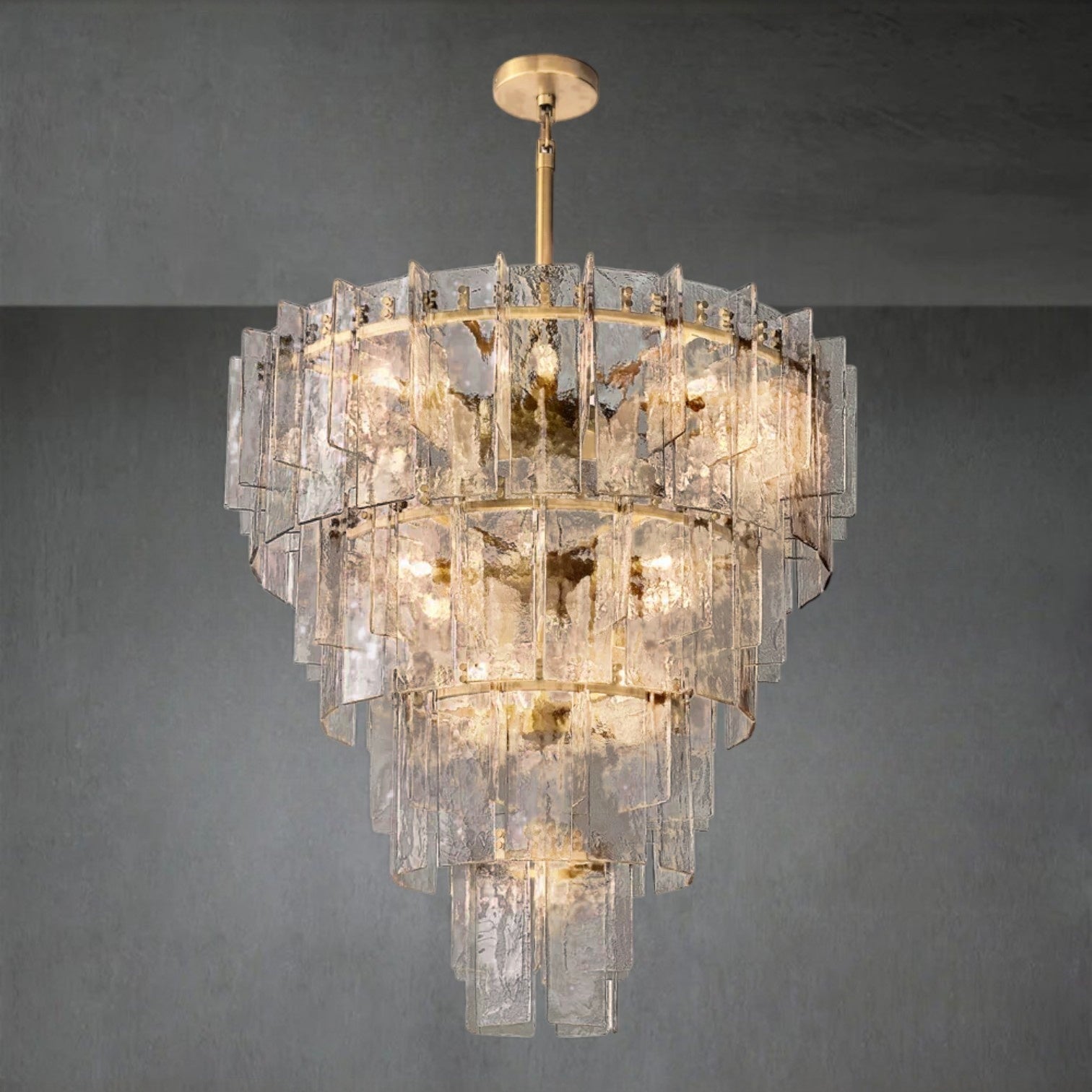 Lattace Clear Glass Tiered Round Chandelier 47" - GILDLAMPS