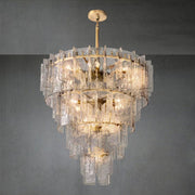 Lattace Clear Glass Tiered Round Chandelier 47" - GILDLAMPS