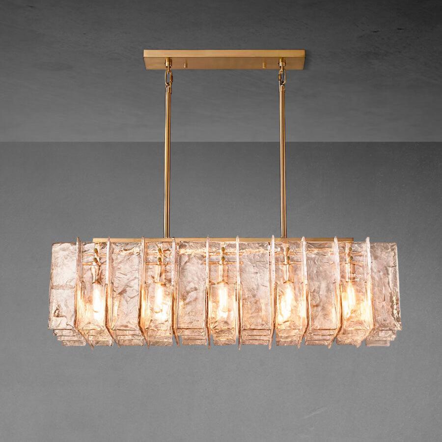 Lattace Smoke Glass Rectangular Chandelier 49"67'' - GILDLAMPS