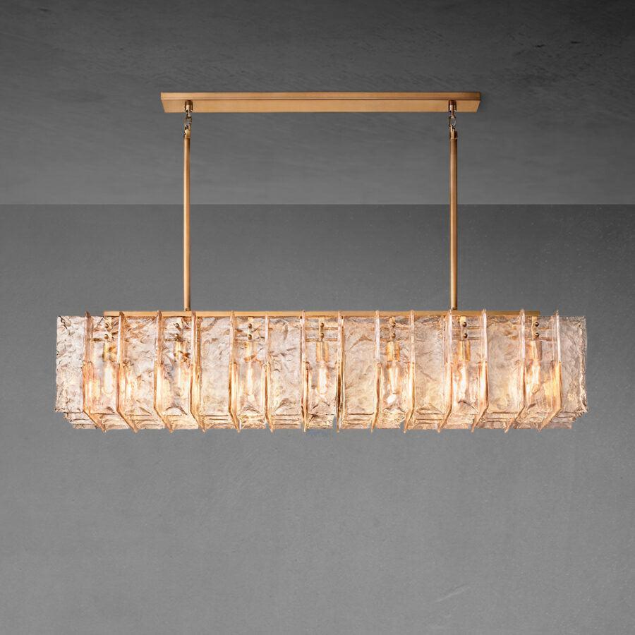 Lattace Smoke Glass Rectangular Chandelier 49"67'' - GILDLAMPS