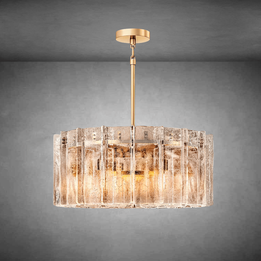 Lattace Smoke Glass Round Chandelier 36''48" - GILDLAMPS