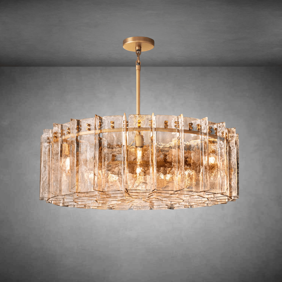 Lattace Smoke Glass Round Chandelier 36''48" - GILDLAMPS