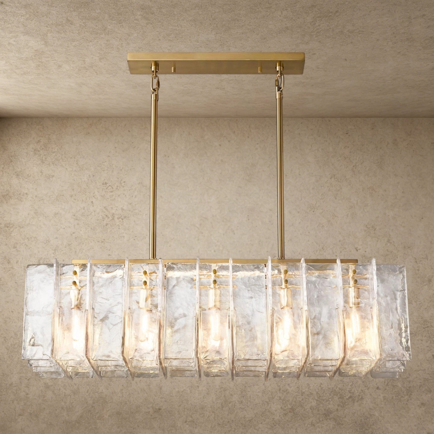Lattice Clear Glass Rectangular Chandelier 49 inch, 67 inch