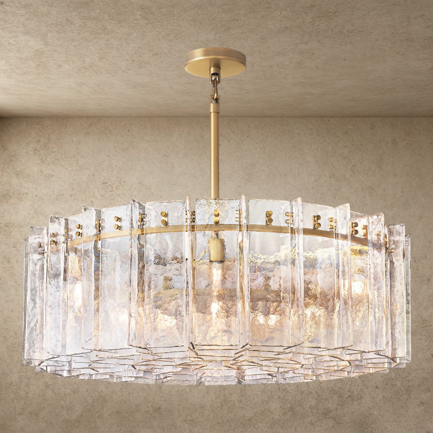 Lattice Clear Glass Round Chandelier 37 inch, 48 inch