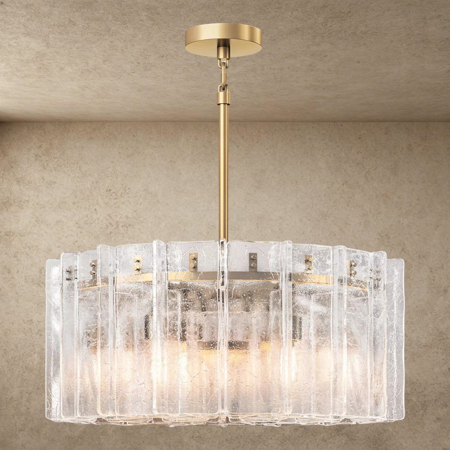 Lattice Clear Glass Round Chandelier 37 inch, 48 inch