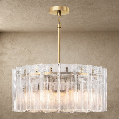 Lattice Clear Glass Round Chandelier 37 inch, 48 inch
