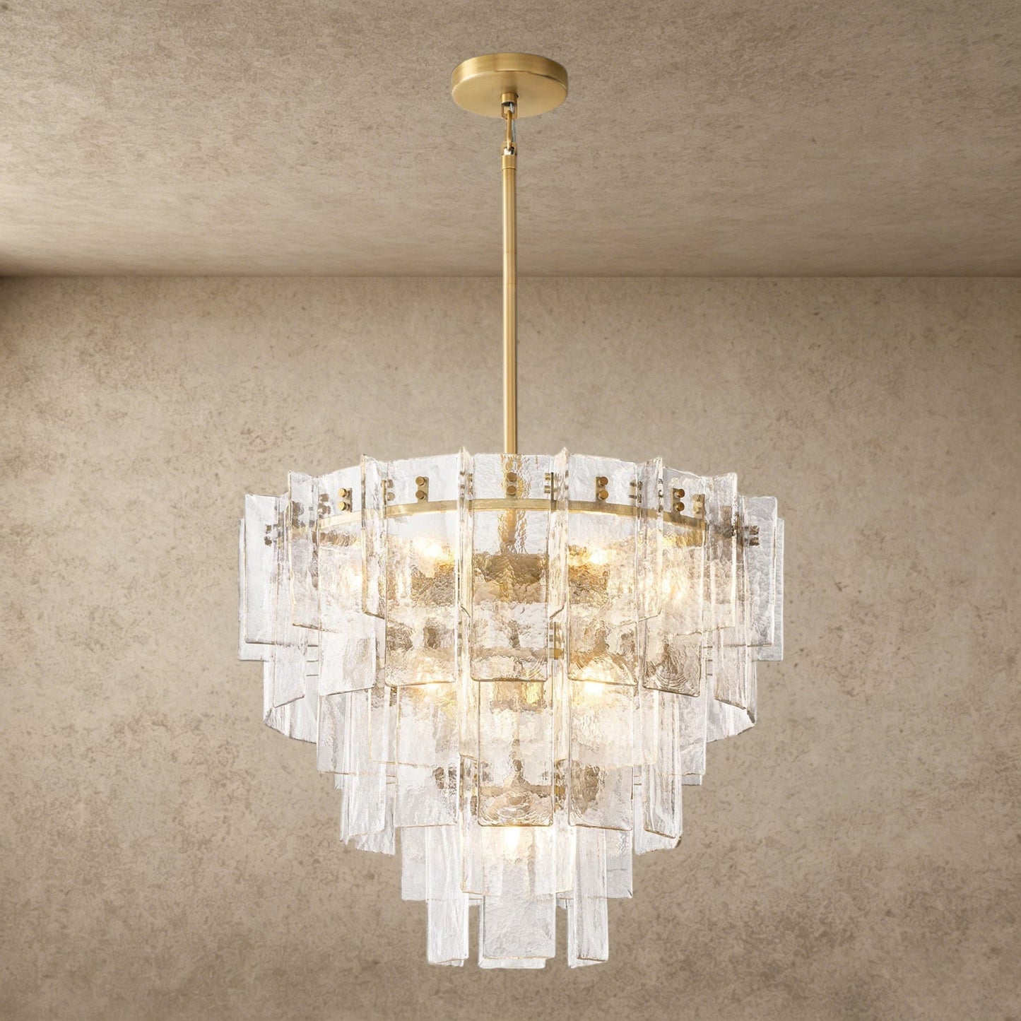 Lattice Clear Glass Tiered Round Chandelier 36 inch, 47 inch