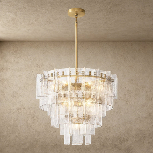 Lattice Clear Glass Tiered Round Chandelier 36 inch, 47 inch - GILDLAMPS