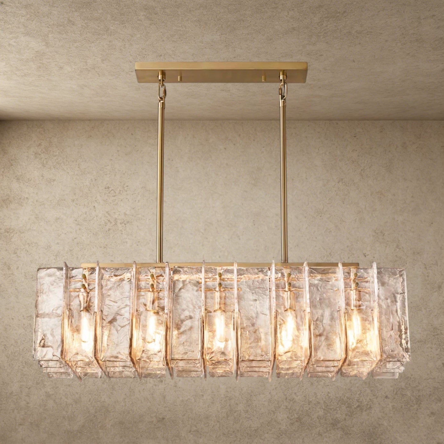 Lattice Smoke Glass Linear Chandelier 49 inch, 67 inch