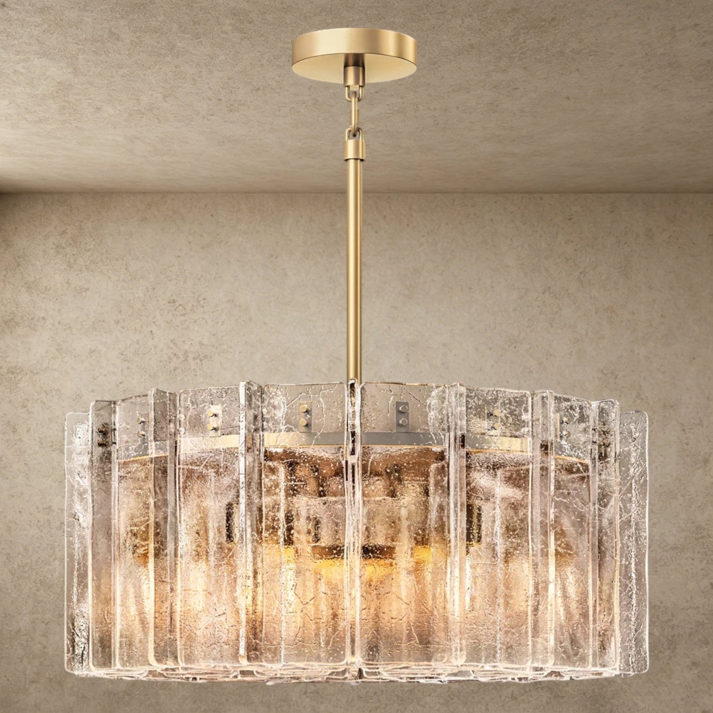 Lattice Smoke Glass Round Chandelier 37 inch, 48 inch