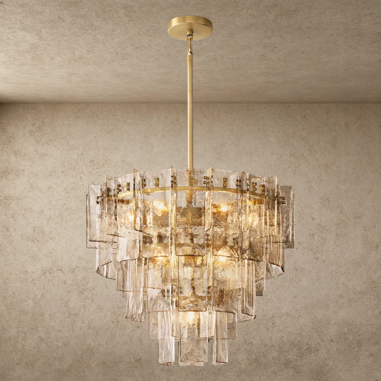 Lattice Smoke Glass Tiered Round Chandelier 36 inch, 47 inch