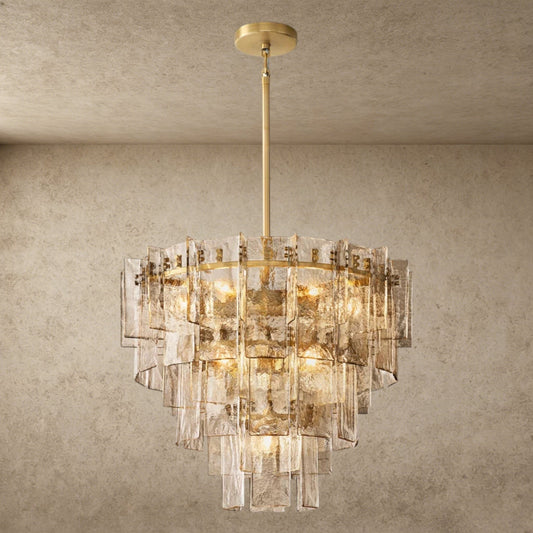 Lattice Smoke Glass Tiered Round Chandelier 36 inch, 47 inch - GILDLAMPS
