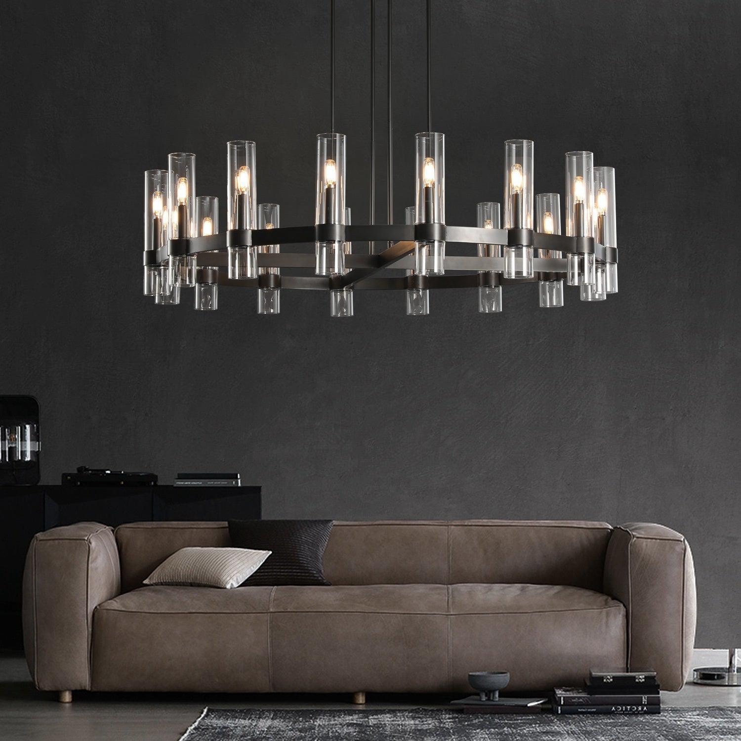 Lavelle Glass Round Chandelier 48" - GILDLAMPS