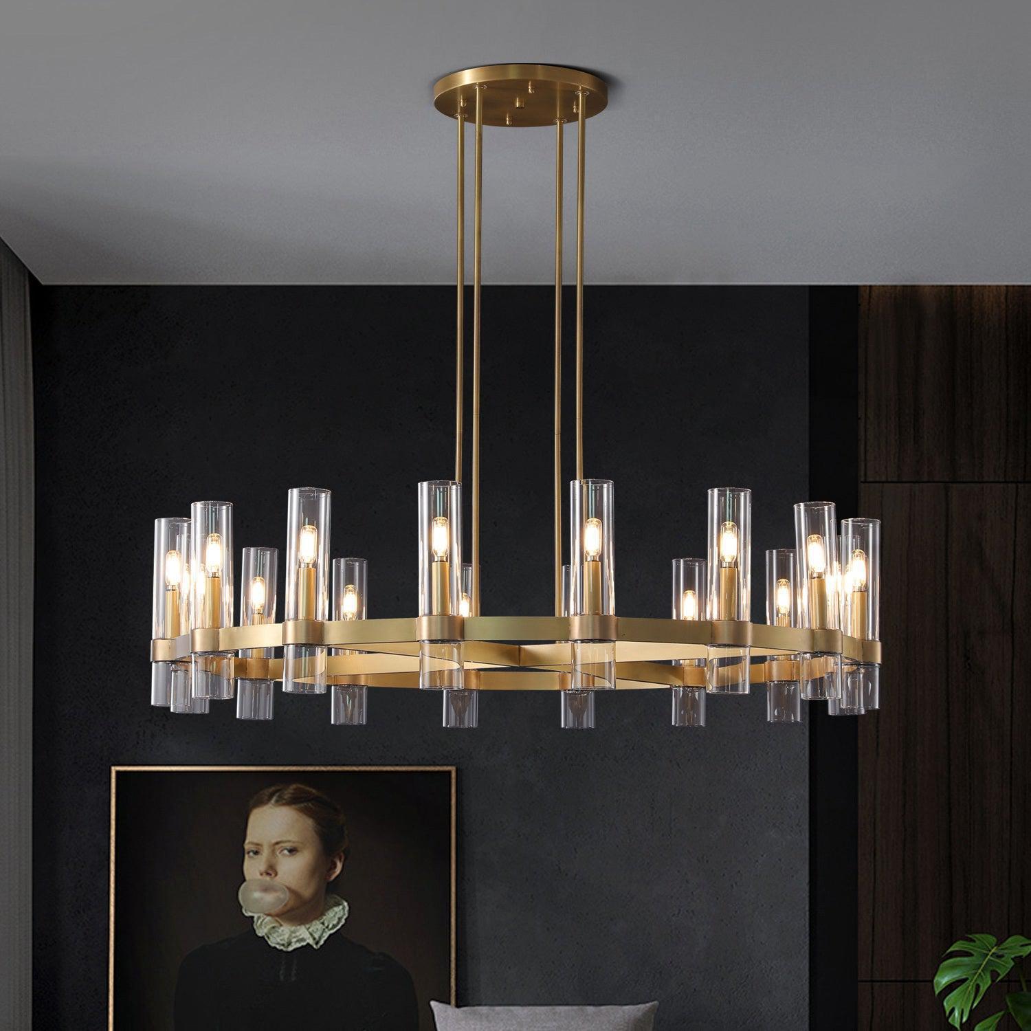 Lavelle Round Glass Chandelier 60" - GILDLAMPS