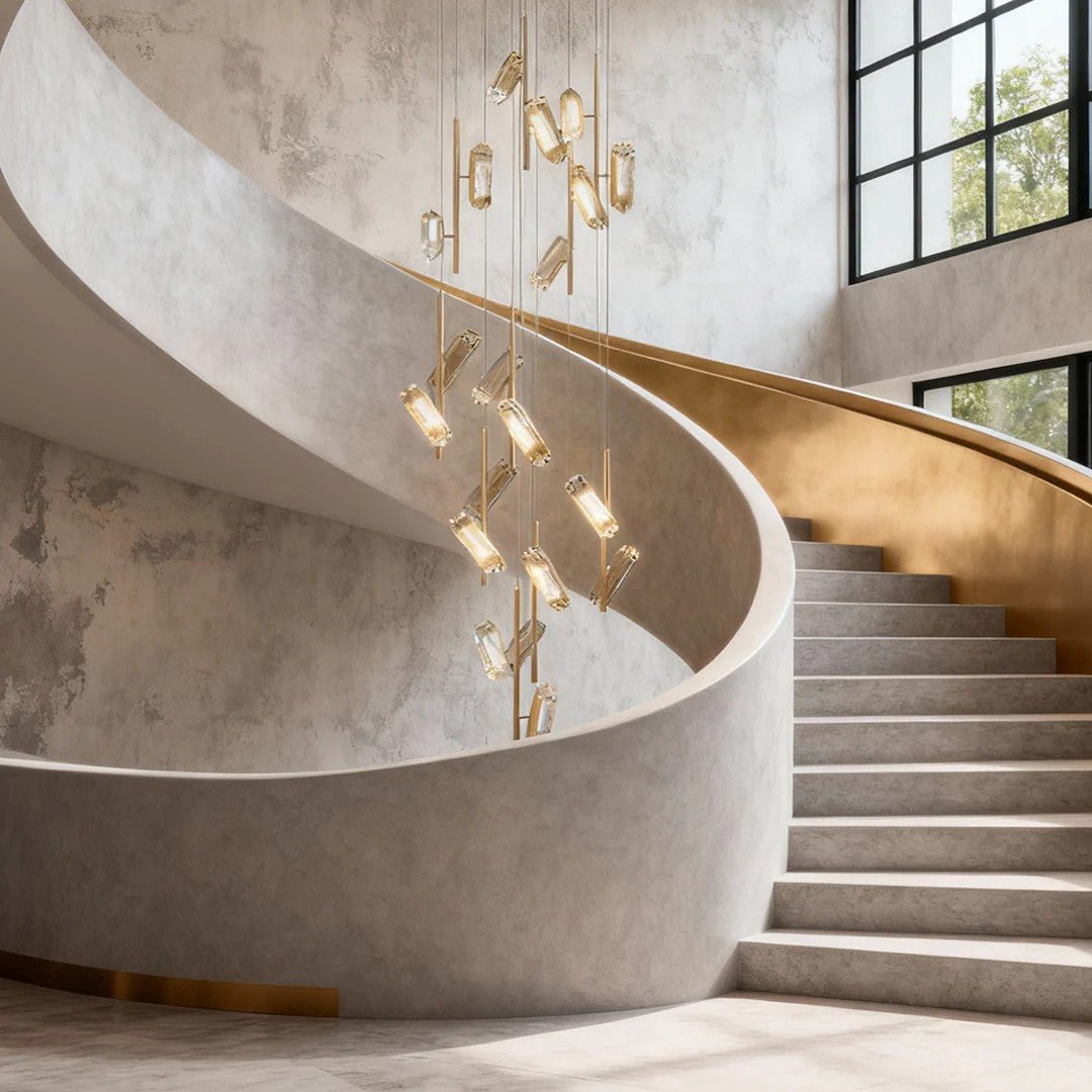 LED Staircase Chandelier Luxury Acrylic Ceiling Light - GILDLAMPS
