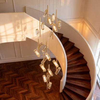 LED Staircase Chandelier Luxury Acrylic Ceiling Light - GILDLAMPS