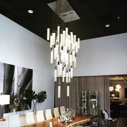 Light Luxury Glacier Bubble Crystsal Chandelier in Gold/Chrome/Black Finish for Staircase/Foyer - GILDLAMPS