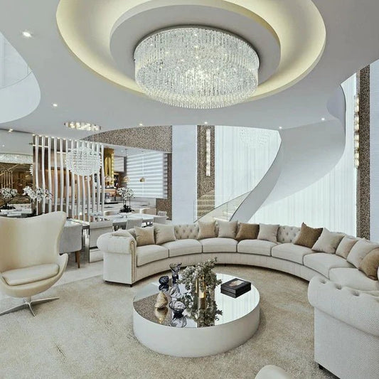 Light Luxury Round/Oval Flush Mount Crystal Chandelier - GILDLAMPS